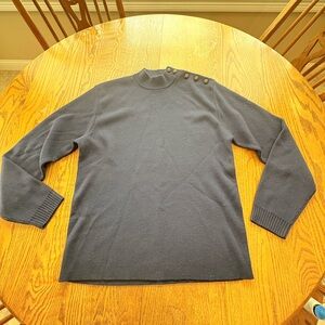 Polo Ralph Lauren Vintage Mock Neck Navy Blue Wool Sweater L Button Detail